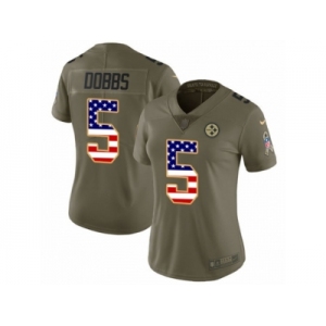 Women Nike Pittsburgh Steelers #5 Joshua Dobbs Limited Olive USA Flag 2017 Salute to Service NFL Jersey