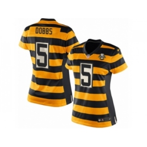 Women Nike Pittsburgh Steelers #5 Joshua Dobbs Limited Yellow Black Alternate 80TH Anniversary Throwback NFL Jersey