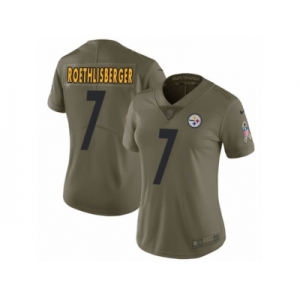 Women Nike Pittsburgh Steelers #7 Ben Roethlisberger Limited Olive 2017 Salute to Service NFL Jersey