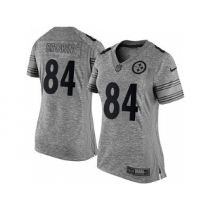 Women Nike Steelers #84 Antonio Brown Gray Stitched NFL Limited Gridiron Gray Jersey