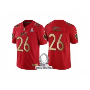 Women Pittsburgh Steelers #26 Le'Veon Bell AFC 2017 Pro Bowl Red Gold Limited Jersey