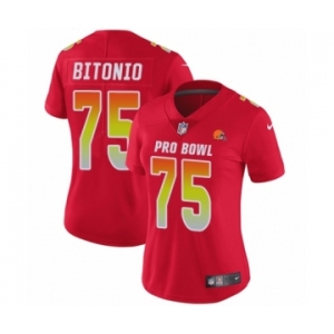 Women's Cleveland Browns #75 Joel Bitonio Limited Red AFC 2019 Pro Bowl Football Jersey