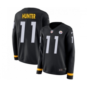 Women's Nike Pittsburgh Steelers #11 Justin Hunter Limited Black Therma Long Sleeve NFL Jersey