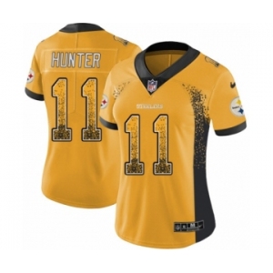 Women's Nike Pittsburgh Steelers #11 Justin Hunter Limited Gold Rush Drift Fashion NFL Jersey