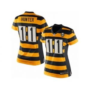 Women's Nike Pittsburgh Steelers #11 Justin Hunter Limited Yellow Black Alternate 80TH Anniversary Throwback NFL Jersey