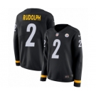 Women's Nike Pittsburgh Steelers #2 Mason Rudolph Limited Black Therma Long Sleeve NFL Jersey