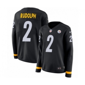 Women's Nike Pittsburgh Steelers #2 Mason Rudolph Limited Black Therma Long Sleeve NFL Jersey