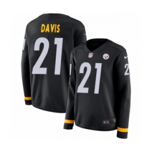 Women's Nike Pittsburgh Steelers #21 Sean Davis Limited Black Therma Long Sleeve NFL Jersey