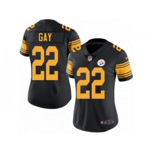 Women's Nike Pittsburgh Steelers #22 William Gay Limited Black Rush NFL Jersey