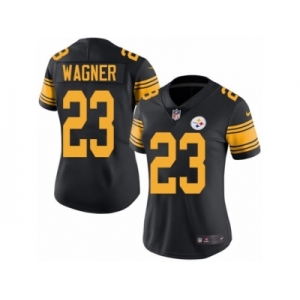 Women's Nike Pittsburgh Steelers #23 Mike Wagner Limited Black Rush NFL Jersey