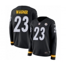 Women's Nike Pittsburgh Steelers #23 Mike Wagner Limited Black Therma Long Sleeve NFL Jersey