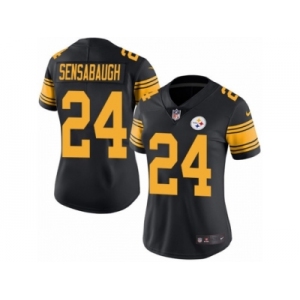 Women's Nike Pittsburgh Steelers #24 Coty Sensabaugh Limited Black Rush NFL Jersey
