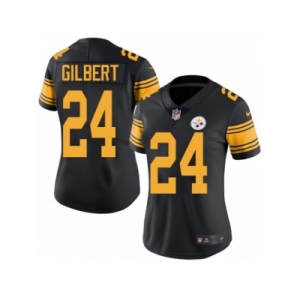 Women's Nike Pittsburgh Steelers #24 Justin Gilbert Limited Black Rush NFL Jersey