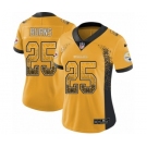 Women's Nike Pittsburgh Steelers #25 Artie Burns Limited Gold Rush Drift Fashion NFL Jersey