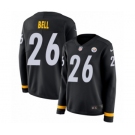 Women's Nike Pittsburgh Steelers #26 Le'Veon Bell Limited Black Therma Long Sleeve NFL Jersey