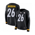 Women's Nike Pittsburgh Steelers #26 Rod Woodson Limited Black Therma Long Sleeve NFL Jersey