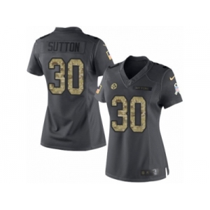 Women's Nike Pittsburgh Steelers #30 Cameron Sutton Limited Black 2016 Salute to Service NFL Jersey