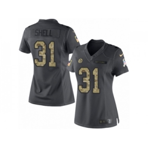 Women's Nike Pittsburgh Steelers #31 Donnie Shell Limited Black 2016 Salute to Service NFL Jersey