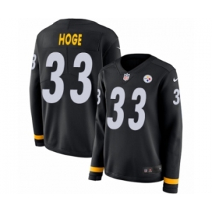 Women's Nike Pittsburgh Steelers #33 Merril Hoge Limited Black Therma Long Sleeve NFL Jersey