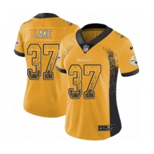 Women's Nike Pittsburgh Steelers #37 Carnell Lake Limited Gold Rush Drift Fashion NFL Jersey