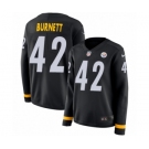 Women's Nike Pittsburgh Steelers #42 Morgan Burnett Limited Black Therma Long Sleeve NFL Jersey