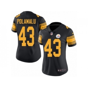 Women's Nike Pittsburgh Steelers #43 Troy Polamalu Limited Black Rush NFL Jersey