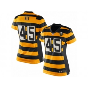 Women's Nike Pittsburgh Steelers #45 Roosevelt Nix Limited Yellow Black Alternate 80TH Anniversary Throwback NFL Jersey