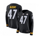 Women's Nike Pittsburgh Steelers #47 Mel Blount Limited Black Therma Long Sleeve NFL Jersey