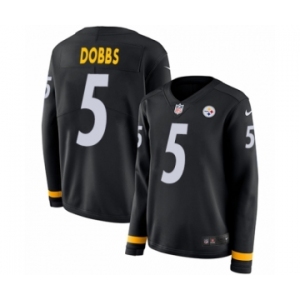 Women's Nike Pittsburgh Steelers #5 Joshua Dobbs Limited Black Therma Long Sleeve NFL Jersey