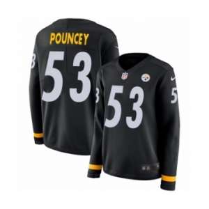 Women's Nike Pittsburgh Steelers #53 Maurkice Pouncey Limited Black Therma Long Sleeve NFL Jersey