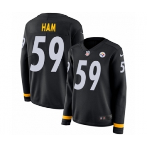 Women's Nike Pittsburgh Steelers #59 Jack Ham Limited Black Therma Long Sleeve NFL Jersey