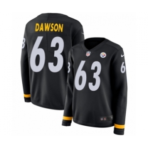 Women's Nike Pittsburgh Steelers #63 Dermontti Dawson Limited Black Therma Long Sleeve NFL Jersey