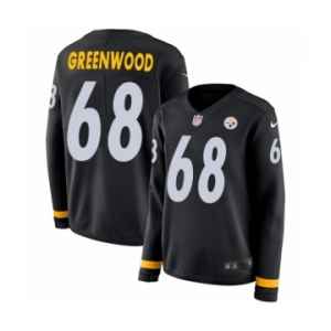 Women's Nike Pittsburgh Steelers #68 L.C. Greenwood Limited Black Therma Long Sleeve NFL Jersey