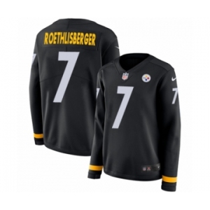 Women's Nike Pittsburgh Steelers #7 Ben Roethlisberger Limited Black Therma Long Sleeve NFL Jersey