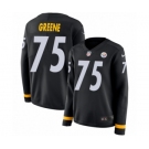 Women's Nike Pittsburgh Steelers #75 Joe Greene Limited Black Therma Long Sleeve NFL Jersey