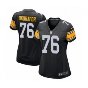 Women's Nike Pittsburgh Steelers #76 Chukwuma Okorafor Game Black Alternate NFL Jersey