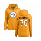 Women's Nike Pittsburgh Steelers #76 Chukwuma Okorafor Gold Name & Number Logo Pullover Hoodie