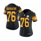 Women's Nike Pittsburgh Steelers #76 Chukwuma Okorafor Limited Black Rush Vapor Untouchable NFL Jersey