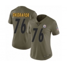 Women's Nike Pittsburgh Steelers #76 Chukwuma Okorafor Limited Olive 2017 Salute to Service NFL Jersey