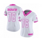 Women's Nike Pittsburgh Steelers #76 Chukwuma Okorafor Limited White Pink Rush Fashion NFL Jersey