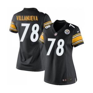 Women's Nike Pittsburgh Steelers #78 Alejandro Villanueva Elite Black Team Color NFL Jersey