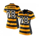 Women's Nike Pittsburgh Steelers #78 Alejandro Villanueva Elite Yellow Black Alternate 80TH Anniversary Throwback NFL Jersey