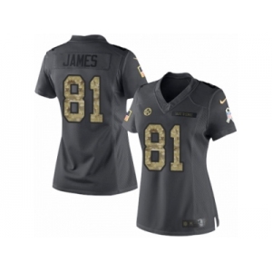 Women's Nike Pittsburgh Steelers #81 Jesse James Limited Black 2016 Salute to Service NFL Jersey