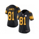 Women's Nike Pittsburgh Steelers #81 Jesse James Limited Black Rush NFL Jersey