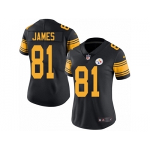 Women's Nike Pittsburgh Steelers #81 Jesse James Limited Black Rush NFL Jersey