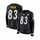 Women's Nike Pittsburgh Steelers #83 Heath Miller Limited Black Therma Long Sleeve NFL Jersey