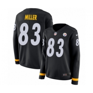 Women's Nike Pittsburgh Steelers #83 Heath Miller Limited Black Therma Long Sleeve NFL Jersey