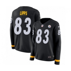 Women's Nike Pittsburgh Steelers #83 Louis Lipps Limited Black Therma Long Sleeve NFL Jersey