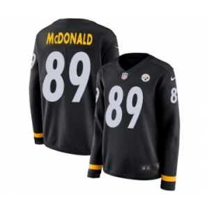 Women's Nike Pittsburgh Steelers #89 Vance McDonald Limited Black Therma Long Sleeve NFL Jersey