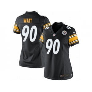 Women's Nike Pittsburgh Steelers #90 T. J. Watt Limited Black Team Color NFL Jersey